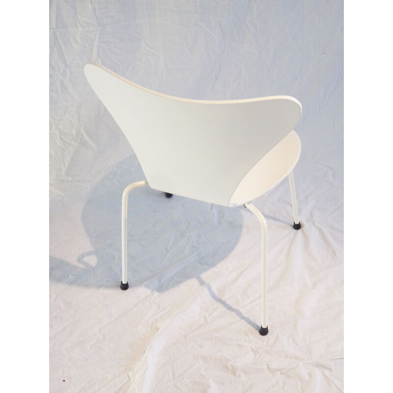 Vintage Stuhl Mod 3107 WeißWeiß von Arne Jacobsen 1950
