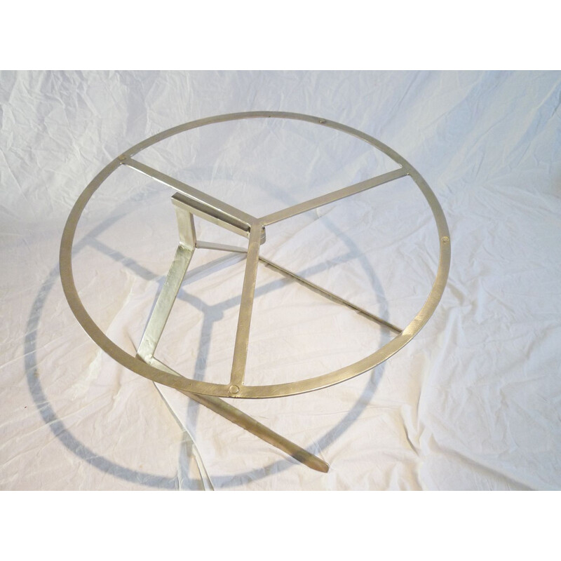 Table vintage en verre structure inox