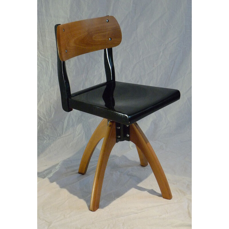 Cadeira de oficina envernizada Vintage