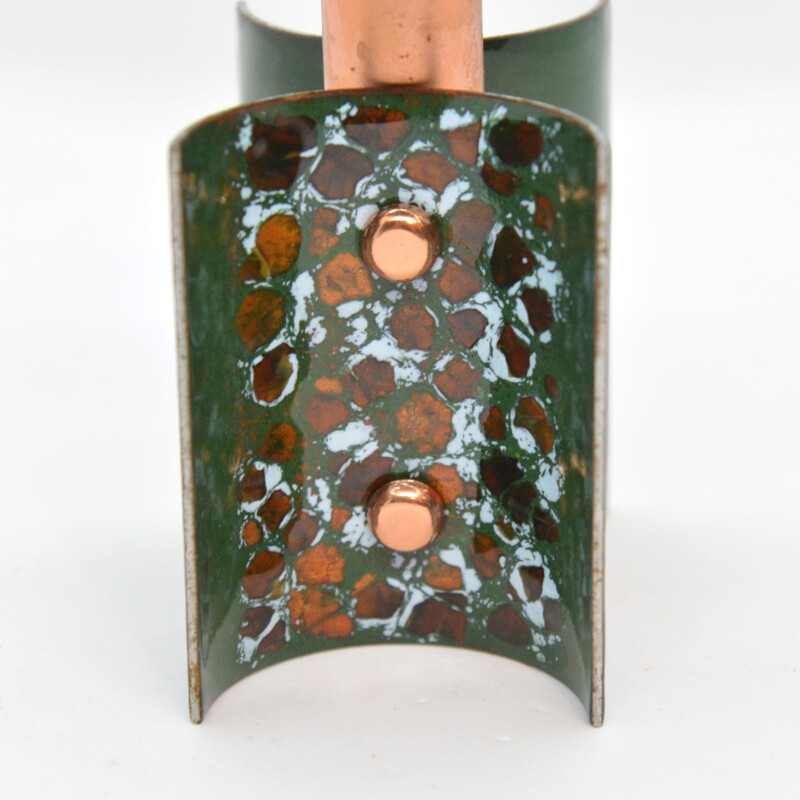 Vintage Enameled copper candlestick, Germany 1960s