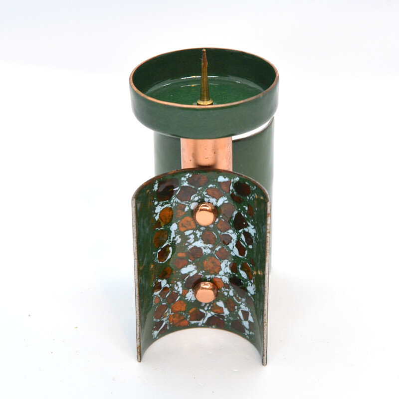 Vintage Enameled copper candlestick, Germany 1960s