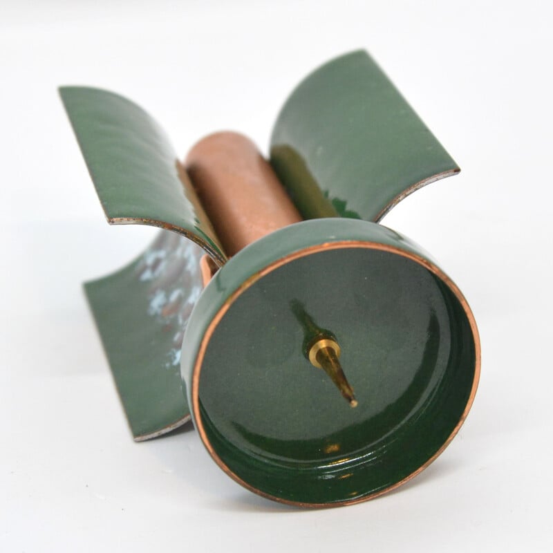 Vintage Enameled copper candlestick, Germany 1960s