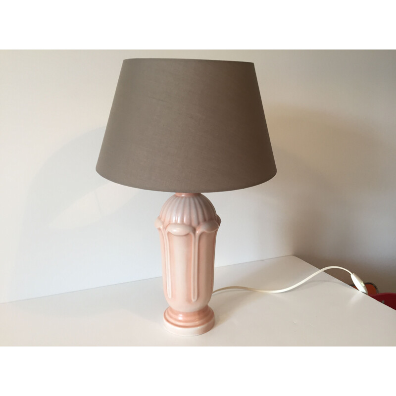 Vintage pink porcelain lamp