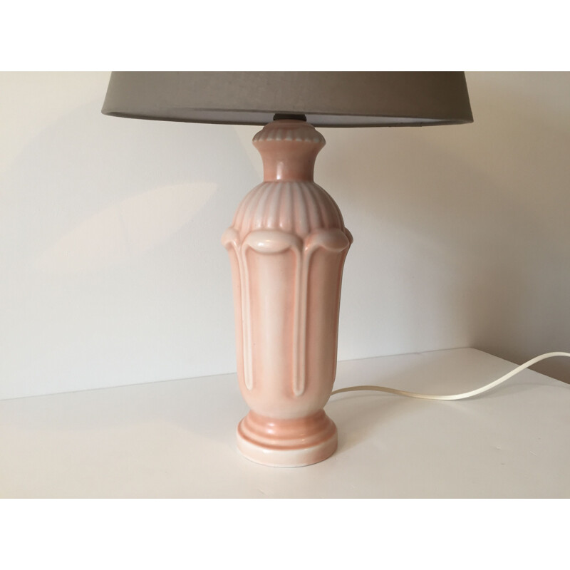 Vintage pink porcelain lamp