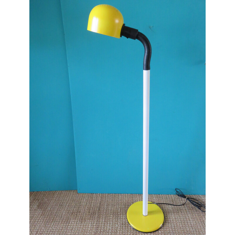 Vintage floor lamp in yellow and white metal, Sweden 1970