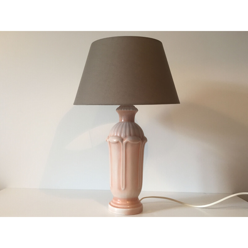 Vintage pink porcelain lamp