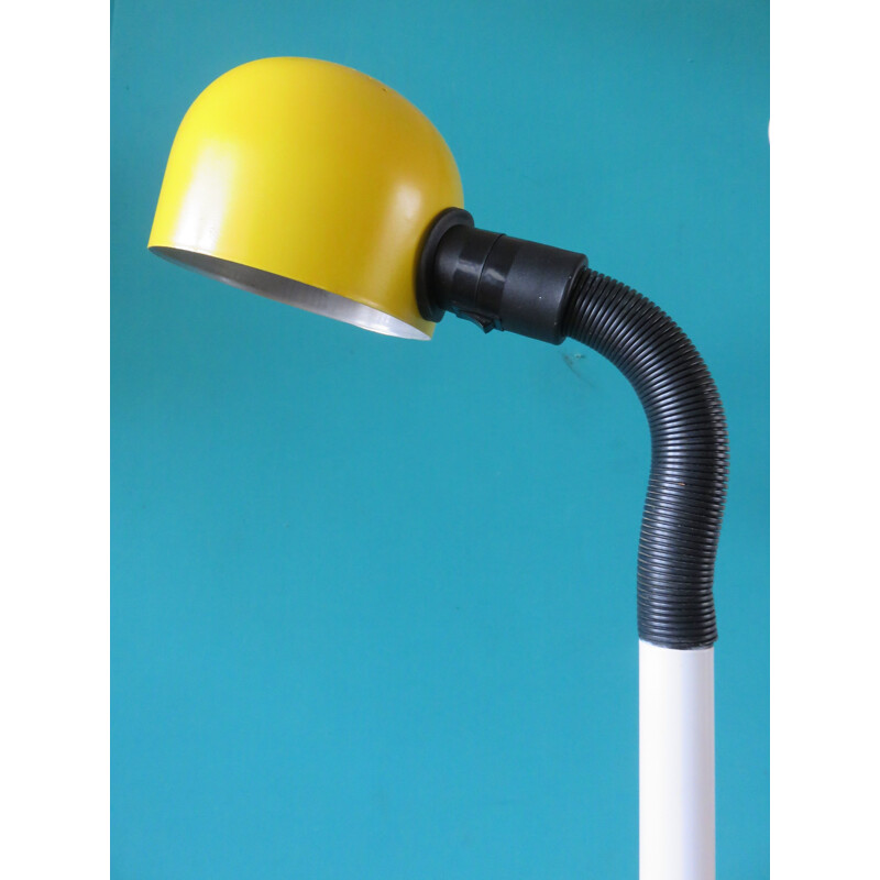 Vintage floor lamp in yellow and white metal, Sweden 1970