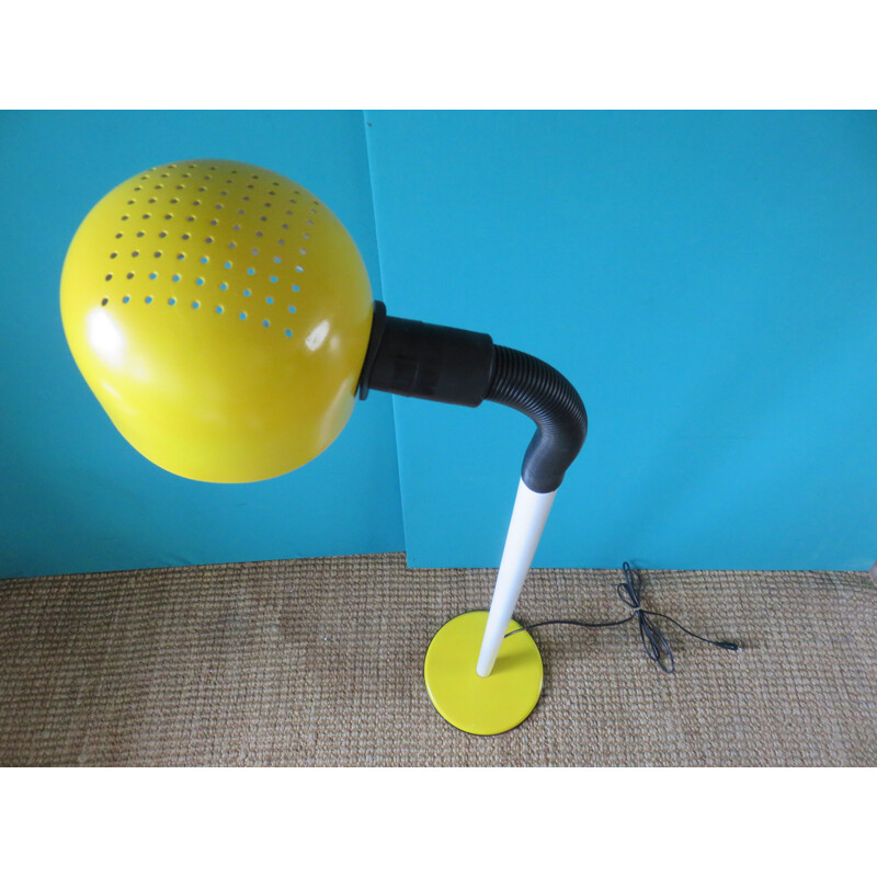 Vintage floor lamp in yellow and white metal, Sweden 1970