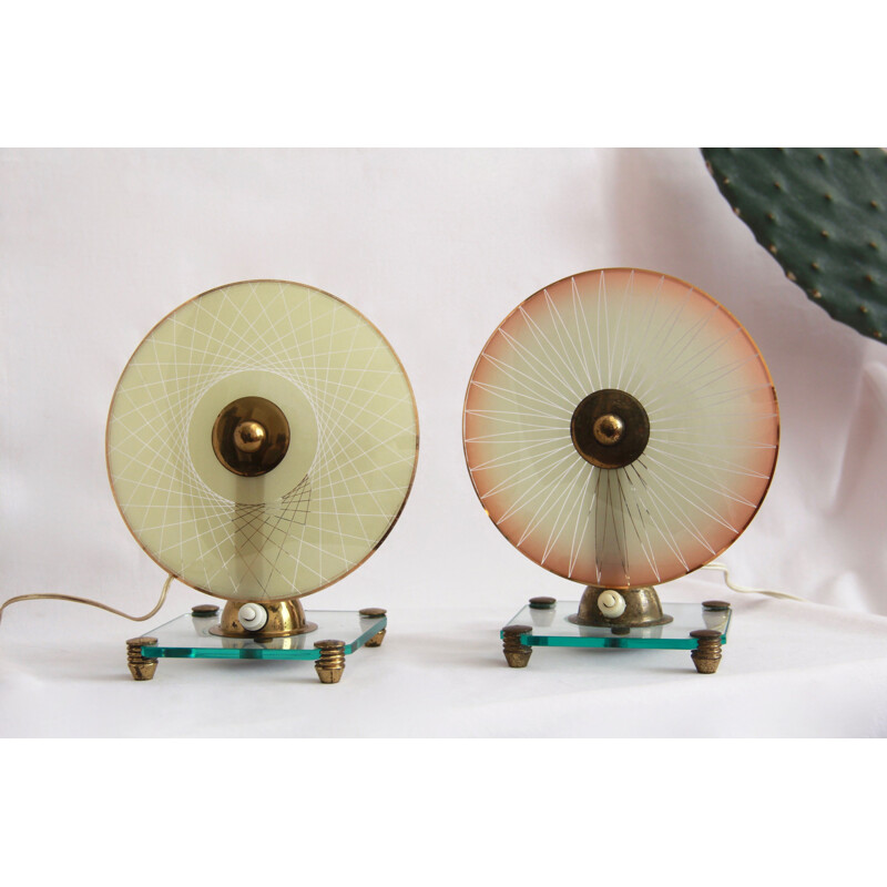 Pair of vintage Occhi table lamps, Italy 1950