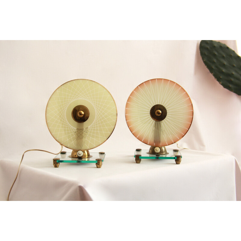 Pair of vintage Occhi table lamps, Italy 1950