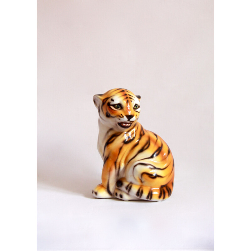 Sculpure vintage Tigre en céramique Tigro par Ceramiche di Bassano, Italie 1970