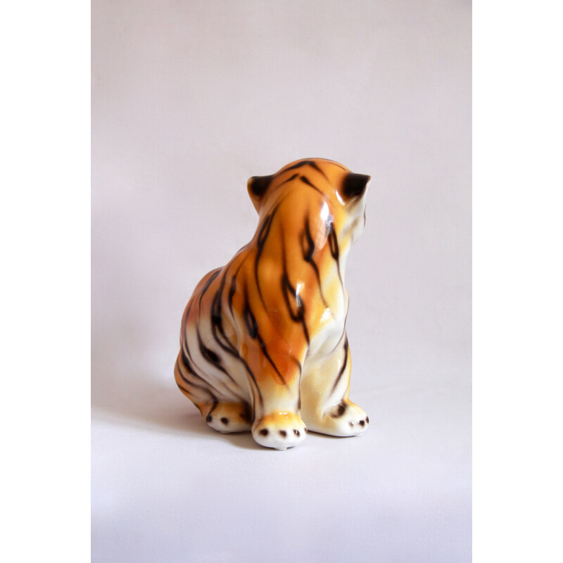 Sculpure vintage Tigre en céramique Tigro par Ceramiche di Bassano, Italie 1970