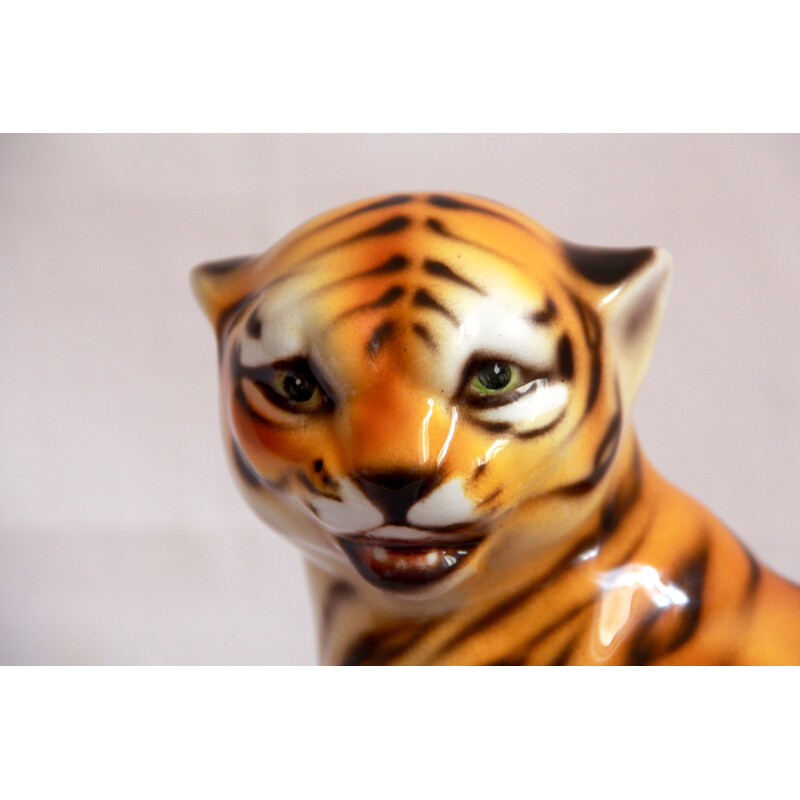 Sculpure vintage Tigre en céramique Tigro par Ceramiche di Bassano, Italie 1970