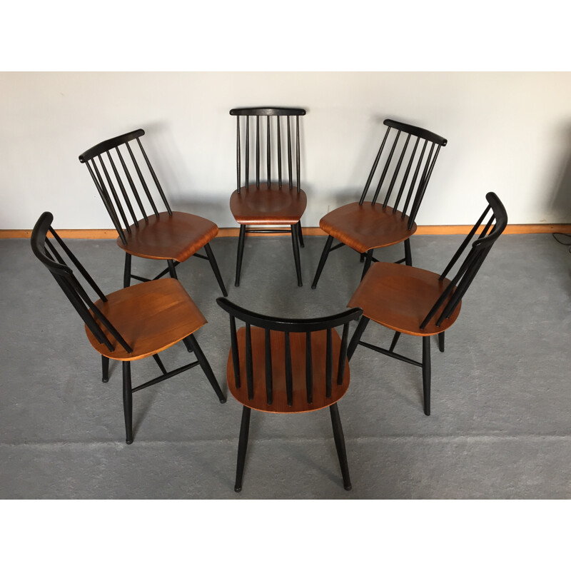 Set of 6 teak Fanett chairs, I. TAPIOVAARA - 1960s