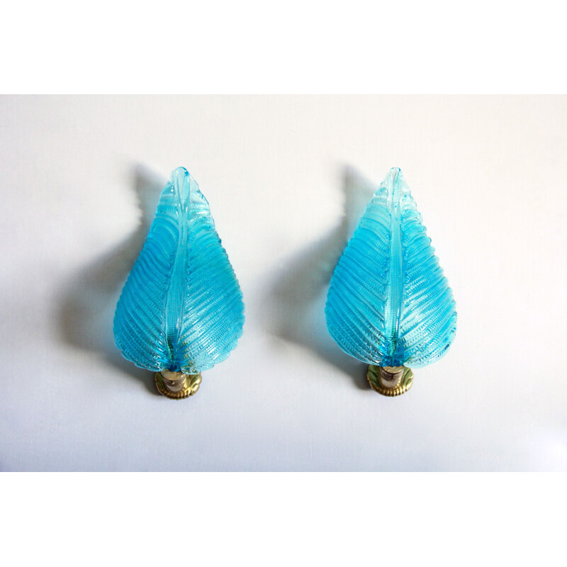 Pair of vintage Cielimmensi Murano Wall Lamps by Bariover, Italy 1940s