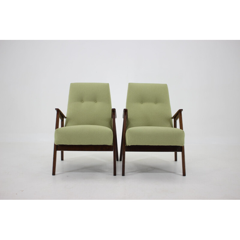 Pair of vintage beech Armchairs, Czechoslovakia 1960s