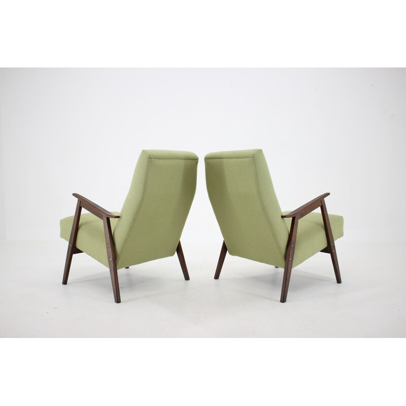 Pair of vintage beech Armchairs, Czechoslovakia 1960s