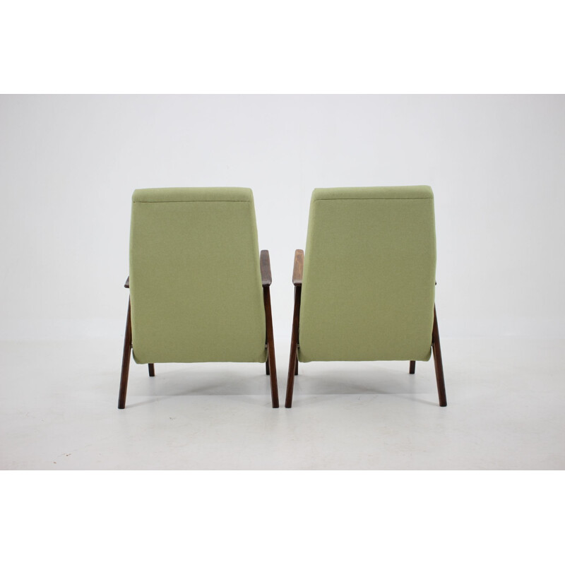 Pair of vintage beech Armchairs, Czechoslovakia 1960s