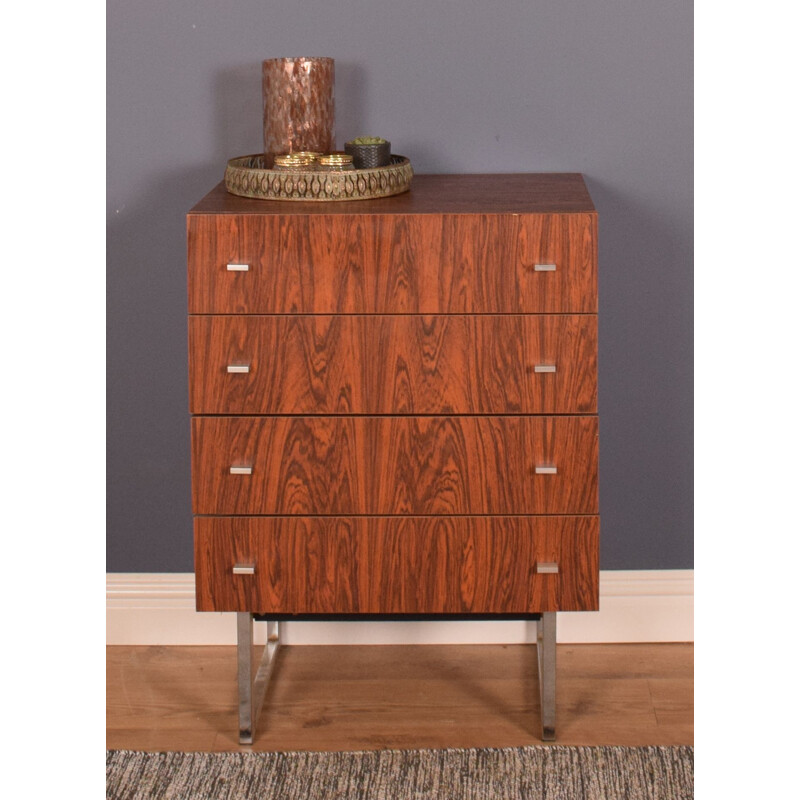 Vintage  Chest Of Drawers Rosewood & Chrome