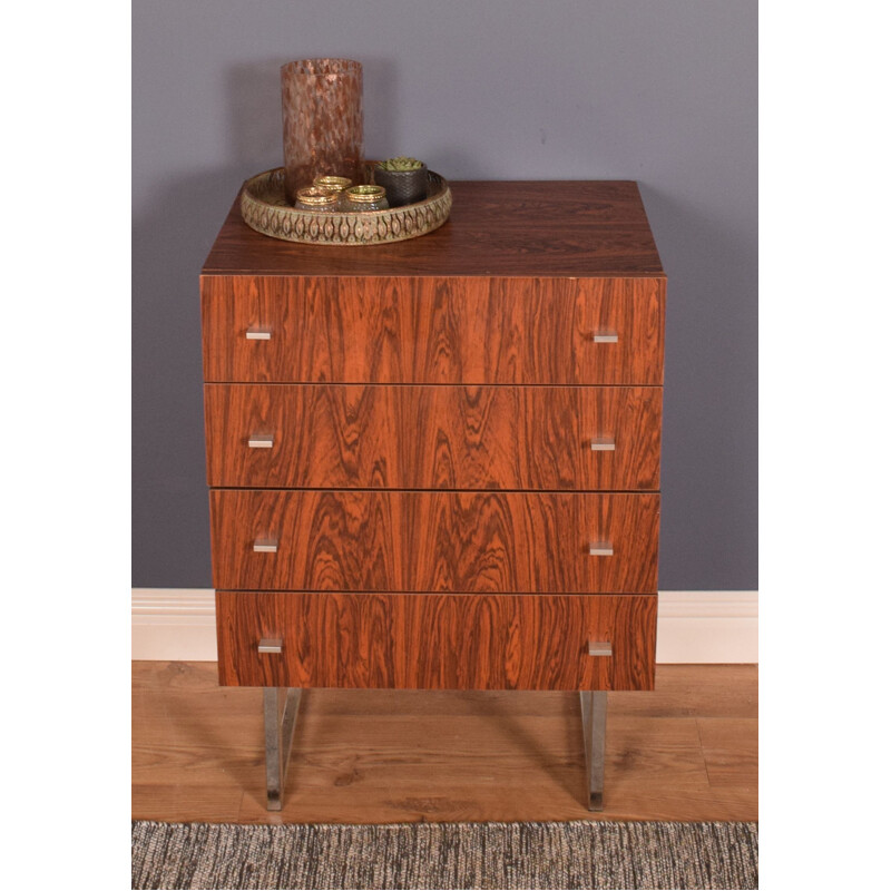 Vintage  Chest Of Drawers Rosewood & Chrome