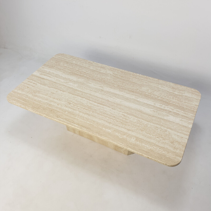 Vintage Travertine Coffee Table Italian Mid-Century 1980s