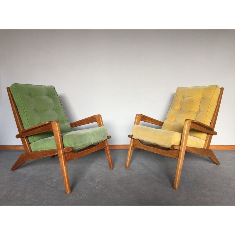 Pair of "FS 105" armchairs, Pierre GUARICHE - 1950s