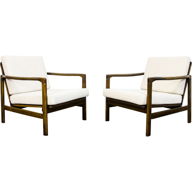 Pair of vintage B-7522 armchairs by Zenon Bączyk, Poland 1960s