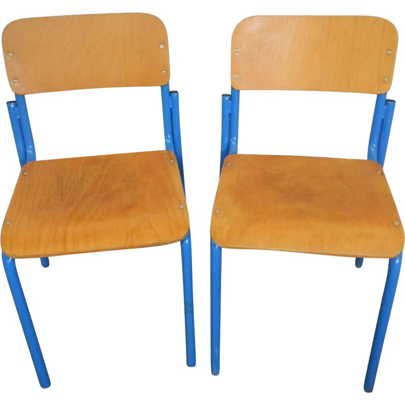 Pair of vintage set school chairs