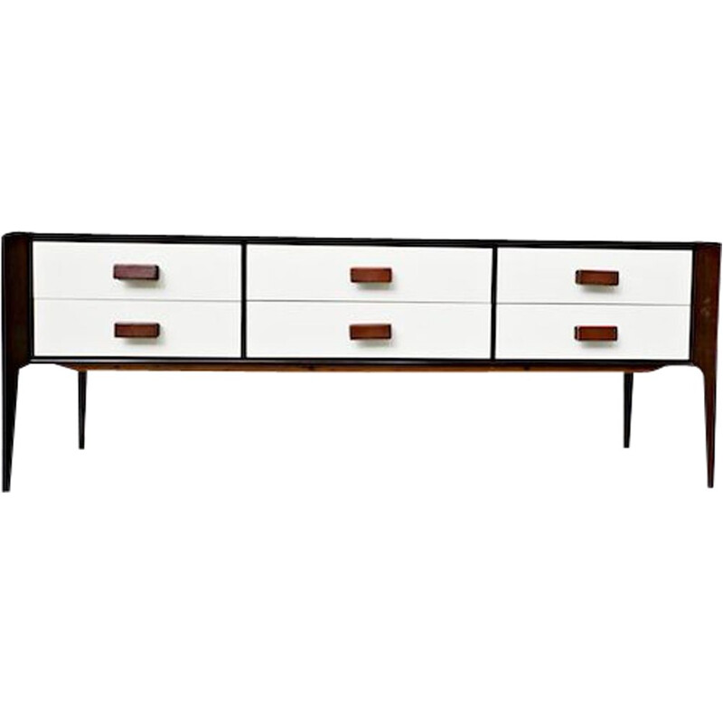 Vintage sideboard with leather door handles, Italian 1960s