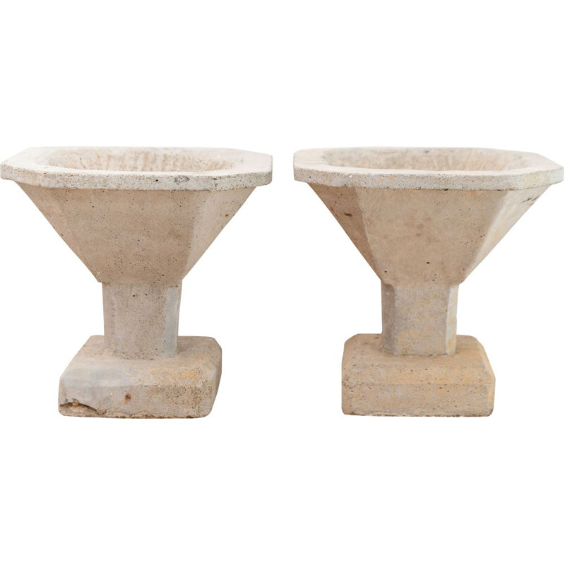 Pair of vintage concrete cups