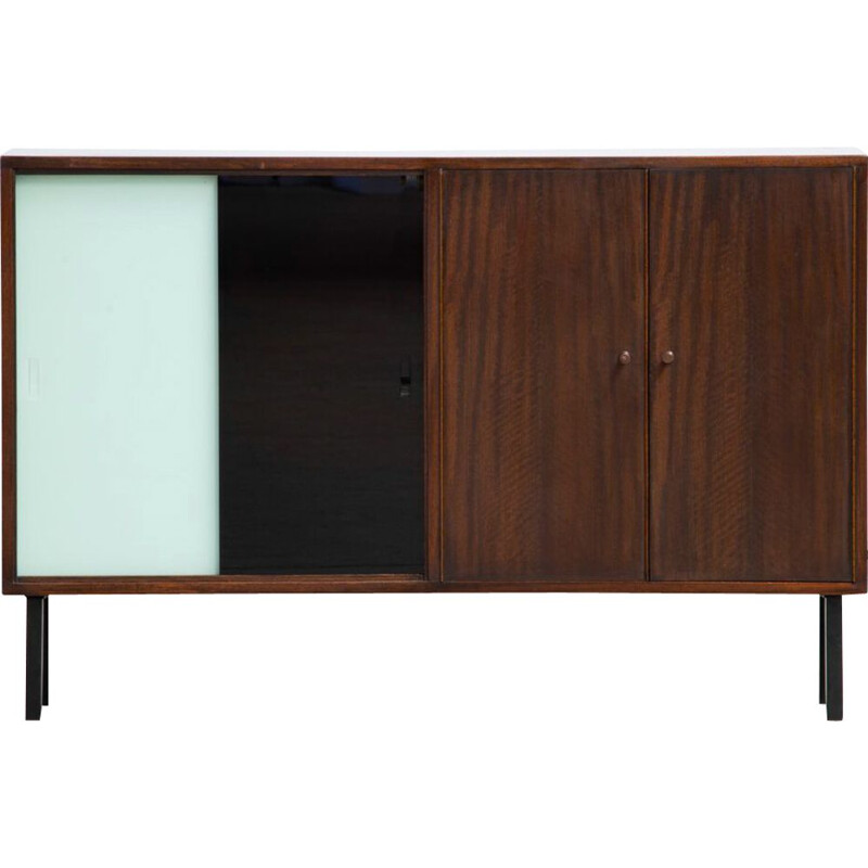 Enfilade vintage en teck & verre, Scandinave 1960