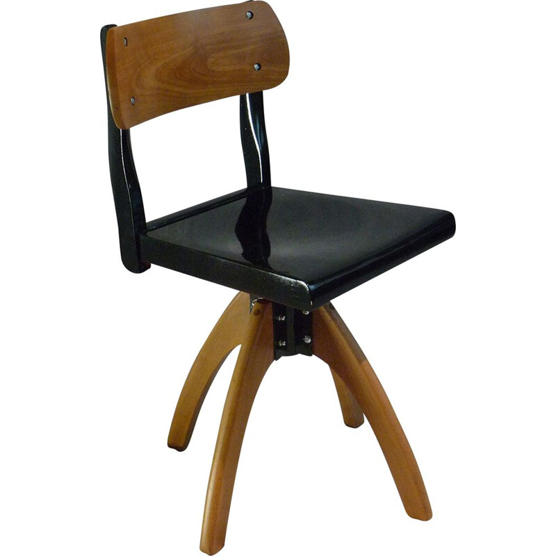 Cadeira de oficina envernizada Vintage