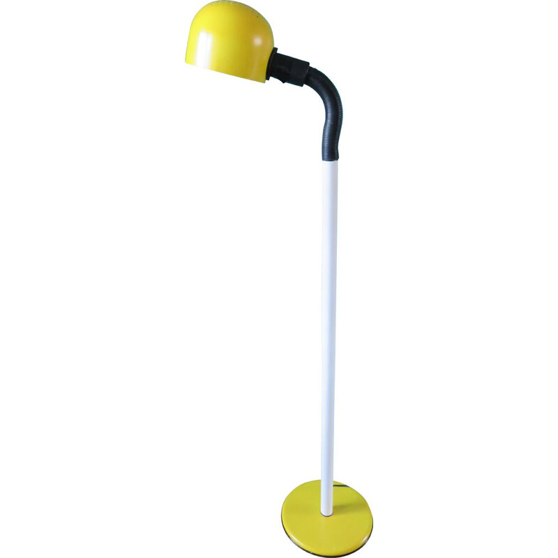 Vintage floor lamp in yellow and white metal, Sweden 1970