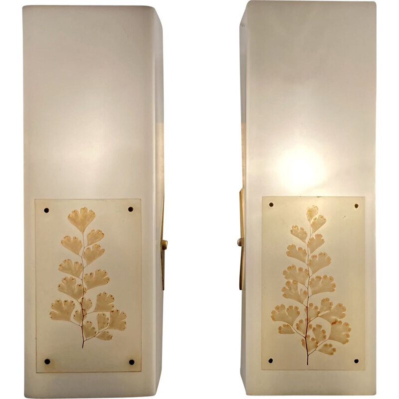 Pair of vintage metal and plastic sconces, Scandinavian 1950s