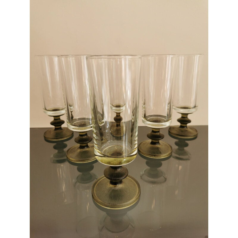 Set of 6 Vintage champagne flutes 1970