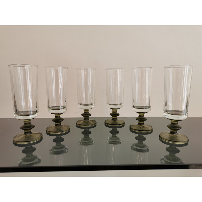 Set of 6 Vintage champagne flutes 1970