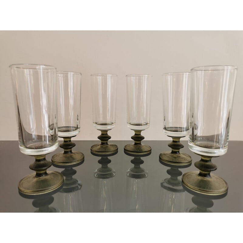 Set of 6 Vintage champagne flutes 1970