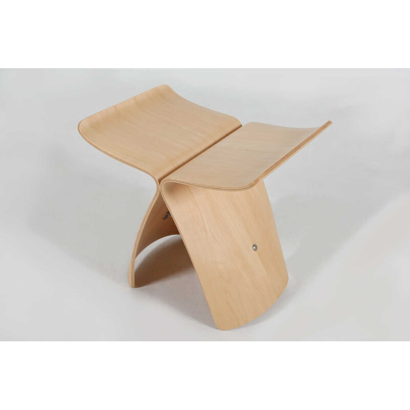 Vintage Sori Yanagi butterfly stool in maple wood 2000 