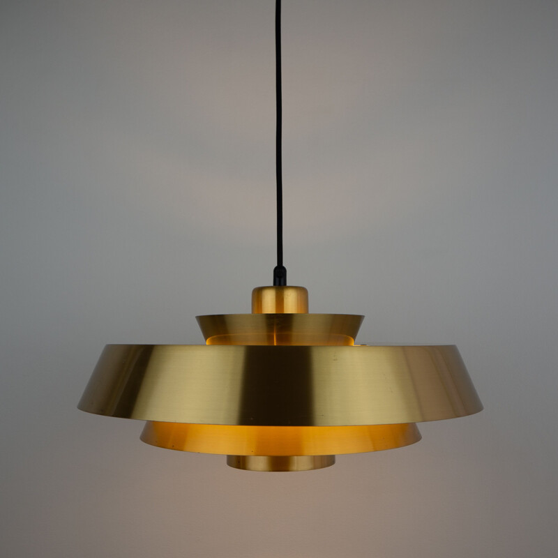 Vintage brass Nova pendant by Jo Hammerborg, Fog og Mørup, Denmark, 1963