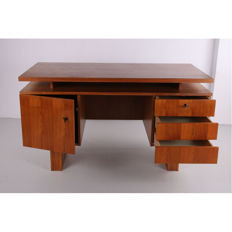 Vintage teak desk with 3 drawers Danish 1960s