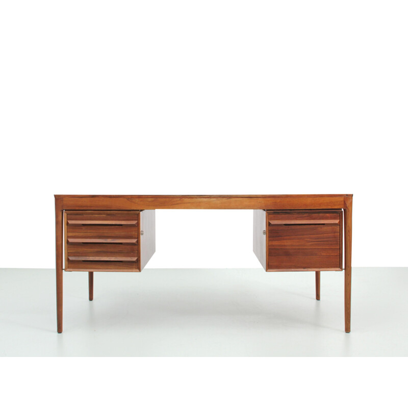 Vintage desk with 2 pedestals in Rio rosewood Scandinavian 