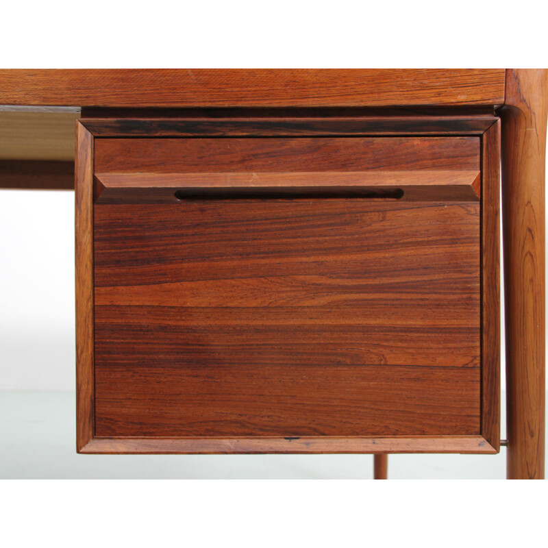 Vintage desk with 2 pedestals in Rio rosewood Scandinavian 