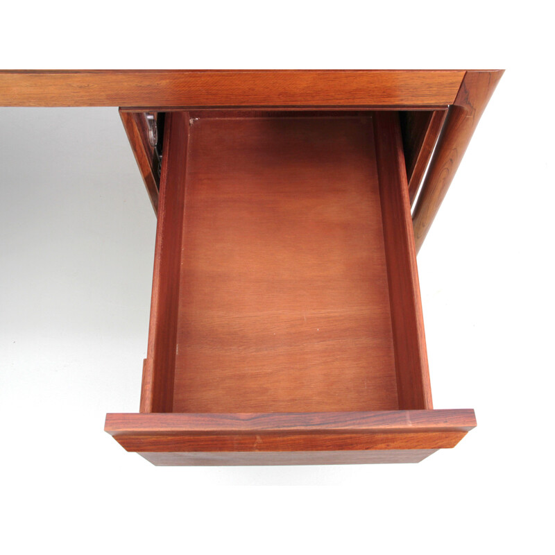 Vintage desk with 2 pedestals in Rio rosewood Scandinavian 