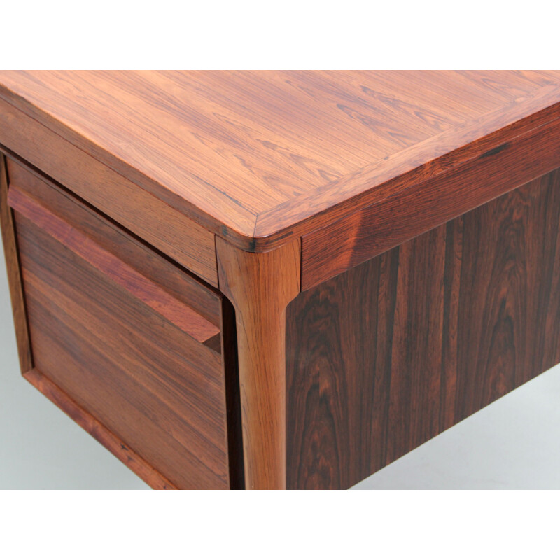 Vintage desk with 2 pedestals in Rio rosewood Scandinavian 