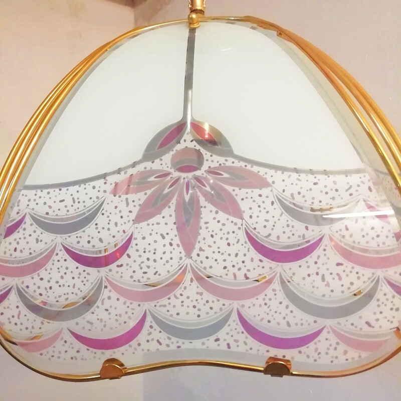 Vintage plafondlamp van gekleurd glas, Spanje 1990