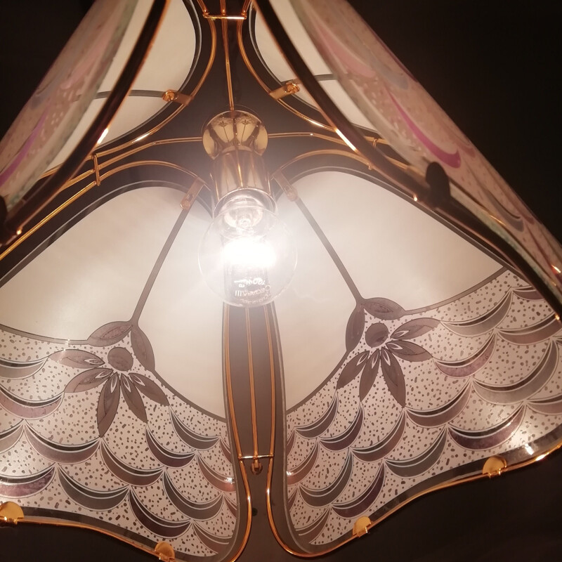 Vintage plafondlamp van gekleurd glas, Spanje 1990