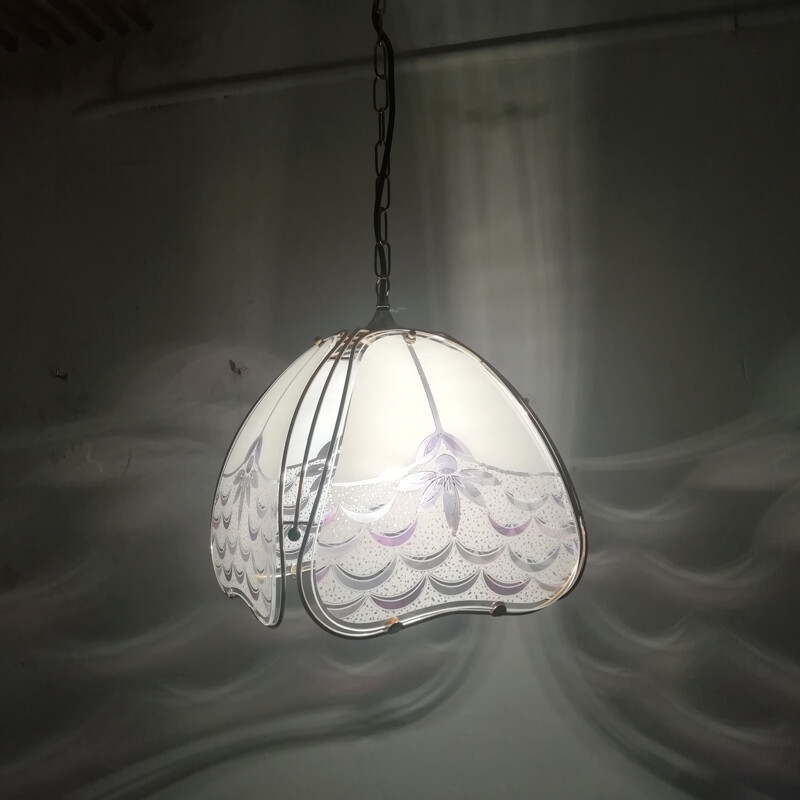 Vintage plafondlamp van gekleurd glas, Spanje 1990