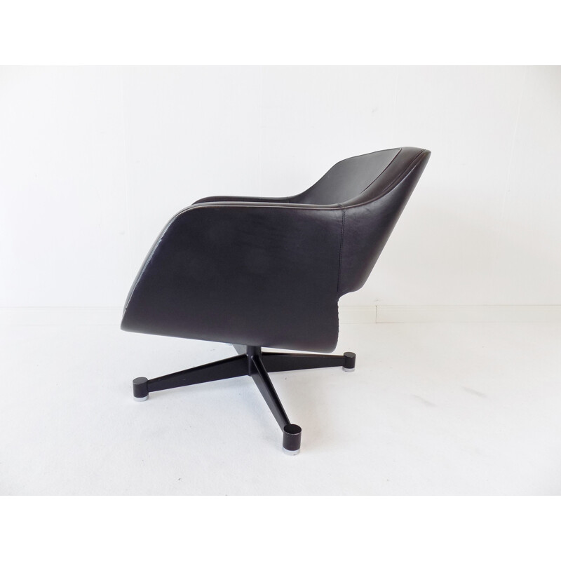 Fauteuil vintage Asko Oy en cuir noir par Eero Aarnio