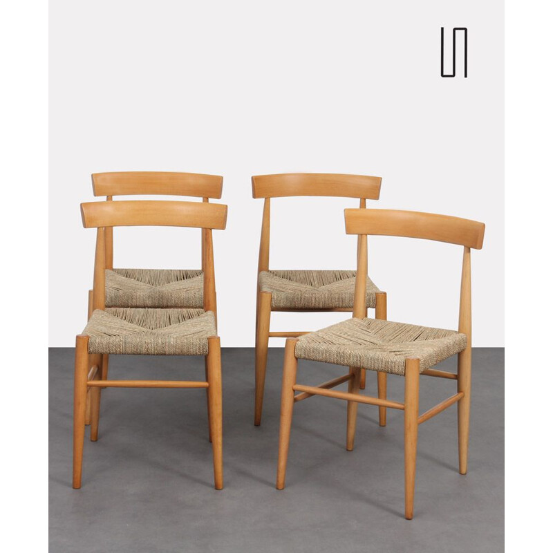 Set of 4 vintage wooden chairs edited by Uluv, 1960