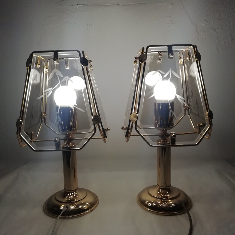 Pair of vintage crystal table lamps, 1990
